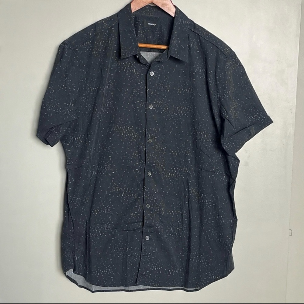 Theory Men's Black Patterned Short Sleeve Shirt Sz XL